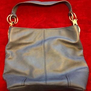 DASEIN Navy Leather Shoulder Bag